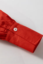 Load image into Gallery viewer, Tomato Red Bishop Sleeve Button Up Pleated Mini Shirt Dress
