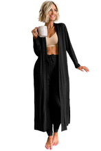 Load image into Gallery viewer, Black Split Long Cardigan and Skinny Pants Lounge Set