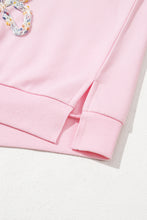 Load image into Gallery viewer, Light Pink Embroidered Bow Lantern Sleeve Oversized Pullover Sweatshirt