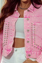 Load image into Gallery viewer, Pink Rivet Studded Pocketed Denim Jacket