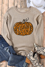 Load image into Gallery viewer, Khaki Halloween Leopard Pumpkin Graphic Corded Sweatshirt