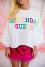 Load image into Gallery viewer, White BIRTHDAY QUEEN Graphic Balloon Sleeve Sweatshirt