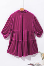 Load image into Gallery viewer, Pitaya Pink 3/4 Sleeve Tunic Babydoll Velvet Shirt