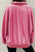 Load image into Gallery viewer, Pink Solid Snap Buttons Collared Balloon Sleeve Oversized Sweatshirt