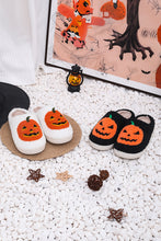Load image into Gallery viewer, White Halloween Pumpkin Print Plush Slippers
