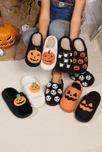 Load image into Gallery viewer, White Halloween Pumpkin Print Plush Slippers