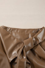 Load image into Gallery viewer, Coffee Bowknot Faux Leather Mini Skirt