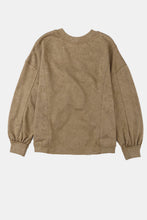Load image into Gallery viewer, Khaki Exposed Seam Twist Open Back Oversized Sweatshirt