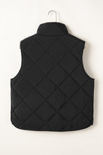 Load image into Gallery viewer, Black Quilted High Neck Button Up Pocket Vest Coat
