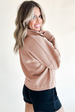 Load image into Gallery viewer, Smoke Gray Zipped Neck Pullover Drop Shoulder Sweatshirt