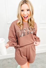 Load image into Gallery viewer, Straw Yellow Sequined COFFEE Loose Fit Sweatshirt and Shorts Set