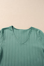 Load image into Gallery viewer, Grass Green Ruffled Half Sleeve V Neck Textured Top