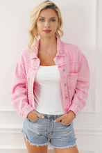 Load image into Gallery viewer, Pink Rivet Studded Pocketed Denim Jacket