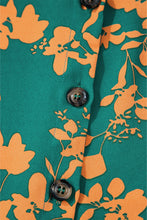 Load image into Gallery viewer, Green Floral Print Drawstring Tunic Flowy Short Dress