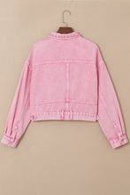 Load image into Gallery viewer, Pink Rivet Studded Pocketed Denim Jacket