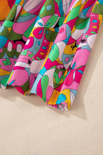 Load image into Gallery viewer, Pink Abstract Printed Lantern Sleeve Buttoned Mini Dress