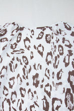 Load image into Gallery viewer, Khaki Leopard Print Ruched V Neck 3/4 Sleeve Blouse