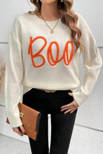 Load image into Gallery viewer, Apricot Boo Knitted Pattern Ribbed Edge Drop Shoulder Sweater