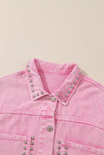 Load image into Gallery viewer, Pink Rivet Studded Pocketed Denim Jacket