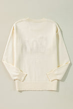Load image into Gallery viewer, Apricot Boo Knitted Pattern Ribbed Edge Drop Shoulder Sweater