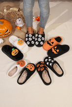 Load image into Gallery viewer, White Halloween Pumpkin Print Plush Slippers