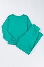 Load image into Gallery viewer, Lapis Solid Color Patchwork Pullover Top and Cargo Pants Set