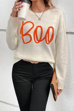Load image into Gallery viewer, Apricot Boo Knitted Pattern Ribbed Edge Drop Shoulder Sweater