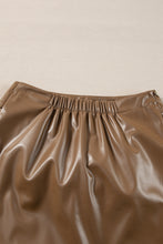 Load image into Gallery viewer, Coffee Bowknot Faux Leather Mini Skirt