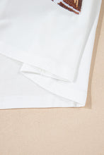 Load image into Gallery viewer, White Sequined Rugby Football Graphic Cotton T Shirt