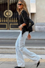 Load image into Gallery viewer, Black Sequin Zip up Round Neck Long Sleeve Jacket