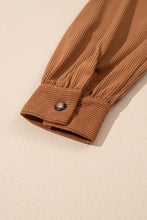 Load image into Gallery viewer, Cinnamon Corduroy Flap Pocket Button Up Round Hem Shacket