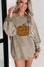 Load image into Gallery viewer, Khaki Halloween Leopard Pumpkin Graphic Corded Sweatshirt