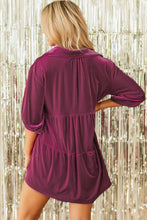 Load image into Gallery viewer, Pitaya Pink 3/4 Sleeve Tunic Babydoll Velvet Shirt