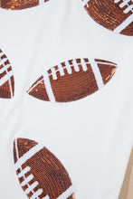 Load image into Gallery viewer, White Sequined Rugby Football Graphic Cotton T Shirt
