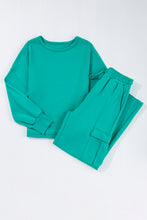 Load image into Gallery viewer, Lapis Solid Color Patchwork Pullover Top and Cargo Pants Set