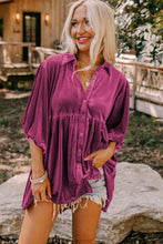 Load image into Gallery viewer, Pitaya Pink 3/4 Sleeve Tunic Babydoll Velvet Shirt