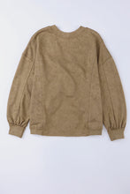 Load image into Gallery viewer, Khaki Exposed Seam Twist Open Back Oversized Sweatshirt