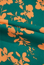 Load image into Gallery viewer, Green Floral Print Drawstring Tunic Flowy Short Dress