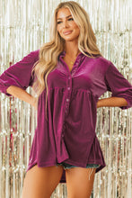 Load image into Gallery viewer, Pitaya Pink 3/4 Sleeve Tunic Babydoll Velvet Shirt