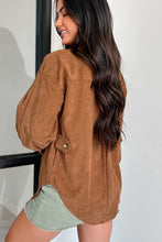 Load image into Gallery viewer, Cinnamon Corduroy Flap Pocket Button Up Round Hem Shacket