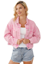 Load image into Gallery viewer, Pink Rivet Studded Pocketed Denim Jacket