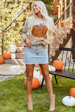Load image into Gallery viewer, Khaki Halloween Leopard Pumpkin Graphic Corded Sweatshirt