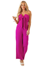 Load image into Gallery viewer, Bright Pink Bowknot Strapless Wide Leg Jumpsuit