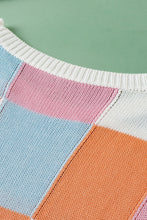 Load image into Gallery viewer, Grapefruit Orange Color Block Cap Sleeve Sweater