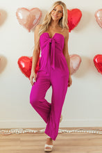 Load image into Gallery viewer, Bright Pink Bowknot Strapless Wide Leg Jumpsuit
