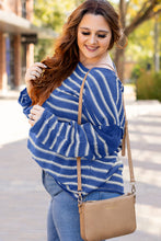 Load image into Gallery viewer, Sky Blue Stripe Drop Shoulder Casual Sweater