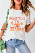 Load image into Gallery viewer, White SOMETHING IN THE ORANGE Graphic Crew Neck T Shirt