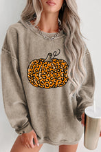 Load image into Gallery viewer, Khaki Halloween Leopard Pumpkin Graphic Corded Sweatshirt