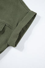 Load image into Gallery viewer, Moss Green Distressed Frayed Denim Romper