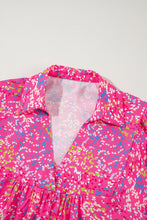 Load image into Gallery viewer, Bonbon Abstract Print Collared V Neck Babydoll Blouse
